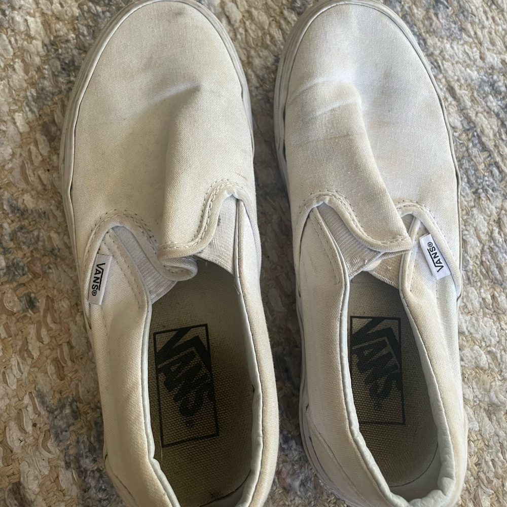 White slip on vans